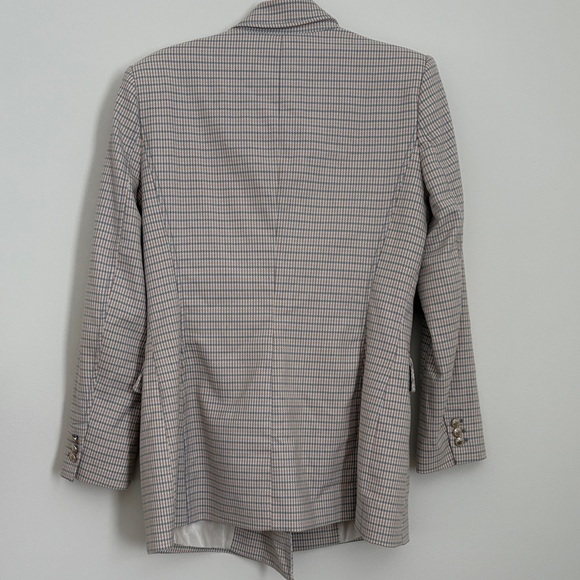 Zara Women's Checkered Blazer in Cream, Brown and blue - Picture 7 of 7